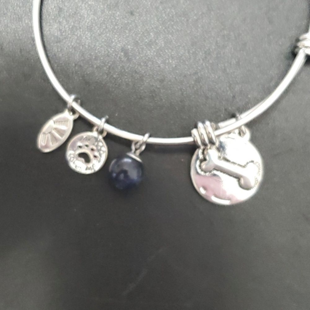 Shine bangle dog lovers charm bracelet 7.75"